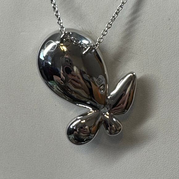 Modern Statement Women's Silver Crystal Studded Teardrop Necklace - Picture 3 of 8